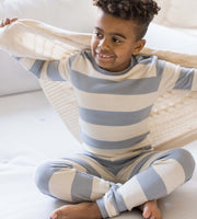 Rugby Stripe Organic Cotton Two-Piece Pajamas - Quarry